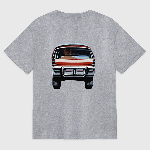 Женская футболка оверсайз Райан гослинг за рулём мем / Меланж – фото 2