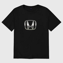 Футболка оверсайз женская Honda logo auto grey, цвет: черный