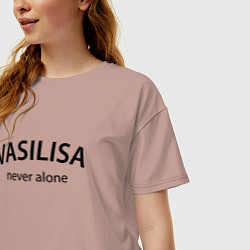 Футболка оверсайз женская Vasilisa never alone - motto, цвет: пыльно-розовый — фото 2
