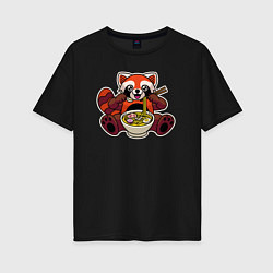 Женская футболка оверсайз Голодная панда
