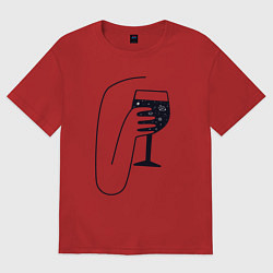 Футболка оверсайз женская Космическое вино, цвет: красный