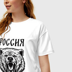 Футболка оверсайз женская Медведь Россия, цвет: белый — фото 2