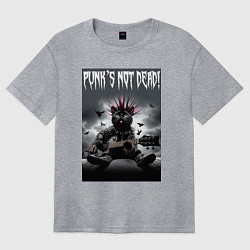 Футболка оверсайз женская Cool kitten - punks not dead, цвет: меланж