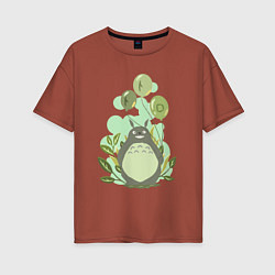 Футболка оверсайз женская Green Totoro, цвет: кирпичный