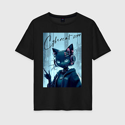 Женская футболка оверсайз Cybercat 2099 - ai art