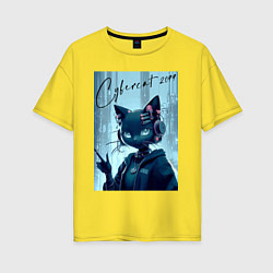Женская футболка оверсайз Cybercat 2099 - ai art