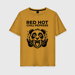 Футболка оверсайз женская Red Hot Chili Peppers - rock panda, цвет: горчичный
