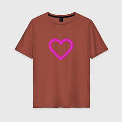 Женская футболка оверсайз Розовое неоновое сердце