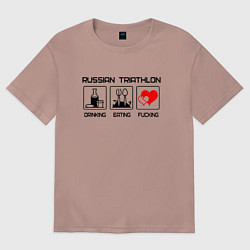 Футболка оверсайз женская Russian triathlon, цвет: пыльно-розовый