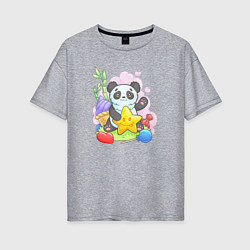 Женская футболка оверсайз Панда со звездой
