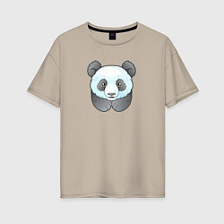 Футболка оверсайз женская Маленькая забавная панда, цвет: миндальный