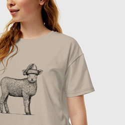 Футболка оверсайз женская Ягненок новогодний, цвет: миндальный — фото 2