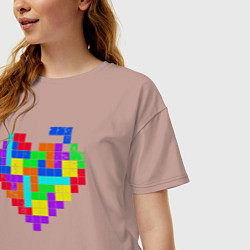 Футболка оверсайз женская Color tetris, цвет: пыльно-розовый — фото 2