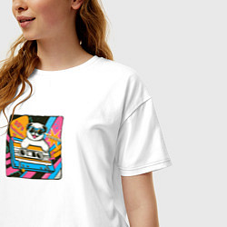 Футболка оверсайз женская Ретро собака в стиле 80х, цвет: белый — фото 2