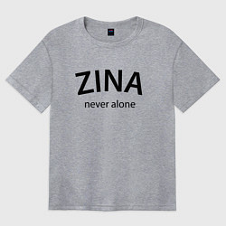 Женская футболка оверсайз Zina never alone - motto