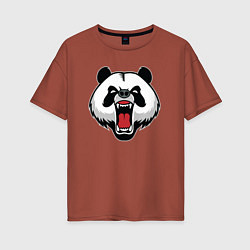 Футболка оверсайз женская Сердитая панда, цвет: кирпичный