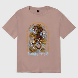 Футболка оверсайз женская Eough tripe, цвет: пыльно-розовый