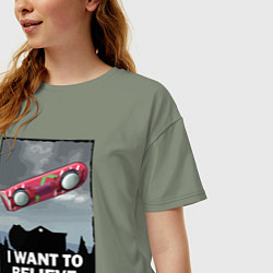 Футболка оверсайз женская Хотелось бы верить в ховерборд, цвет: авокадо — фото 2