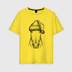 Женская футболка оверсайз Новогодняя лошадь