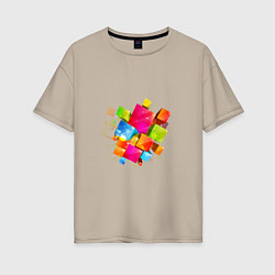 Женская футболка оверсайз Цветные квадраты