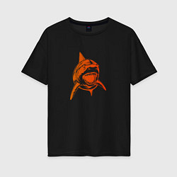 Футболка оверсайз женская Оранжевая акула, цвет: черный