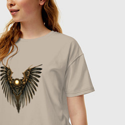 Футболка оверсайз женская Знак крыльев, цвет: миндальный — фото 2