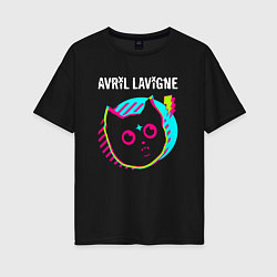 Футболка оверсайз женская Avril Lavigne rock star cat, цвет: черный