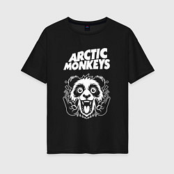 Футболка оверсайз женская Arctic Monkeys rock panda, цвет: черный