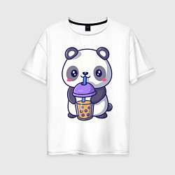 Женская футболка оверсайз Panda drink
