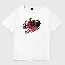 Футболка оверсайз женская Сердце и пазлы, цвет: белый