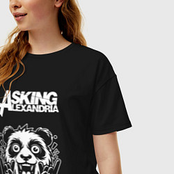 Футболка оверсайз женская Asking Alexandria rock panda, цвет: черный — фото 2