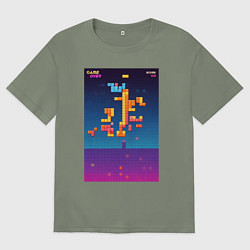 Женская футболка оверсайз Синтвейв тетрис