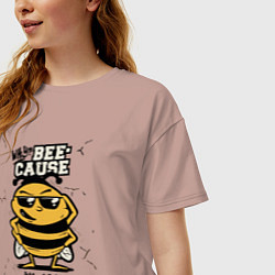 Футболка оверсайз женская Why bee cause im cool, цвет: пыльно-розовый — фото 2