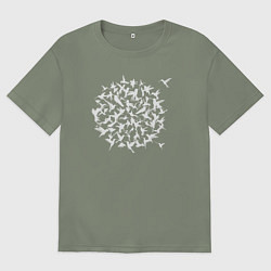 Футболка оверсайз женская Птички колибри, цвет: авокадо