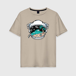 Женская футболка оверсайз Море и космос в скафандре