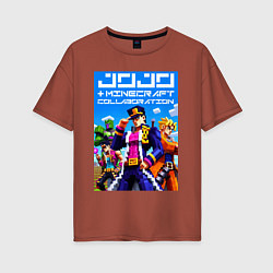 Женская футболка оверсайз Jojo and Minecraft - collaboration ai art