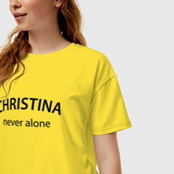 Футболка оверсайз женская Christina never alone - motto, цвет: желтый — фото 2