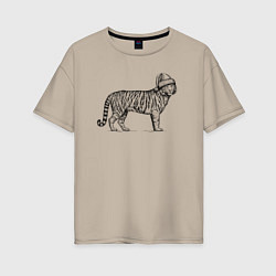 Женская футболка оверсайз Тигр новогодний