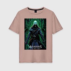 Женская футболка оверсайз Assassins creed стиль матрицы