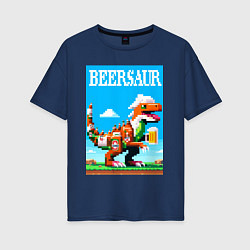 Женская футболка оверсайз Beersaur - pixel art