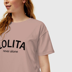 Футболка оверсайз женская Lolita never alone - motto, цвет: пыльно-розовый — фото 2