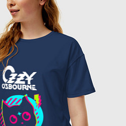 Футболка оверсайз женская Ozzy Osbourne rock star cat, цвет: тёмно-синий — фото 2