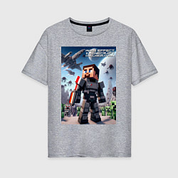 Футболка оверсайз женская Mass effect and Minecraft - collaboration, цвет: меланж
