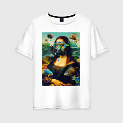 Женская футболка оверсайз Мона Лиза под водой - нейросеть