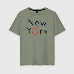 Футболка оверсайз женская New York apple, цвет: авокадо