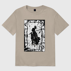 Футболка оверсайз женская Воин с катаной, цвет: миндальный