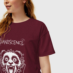 Футболка оверсайз женская Evanescence rock panda, цвет: меланж-бордовый — фото 2