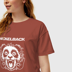 Футболка оверсайз женская Nickelback rock panda, цвет: кирпичный — фото 2