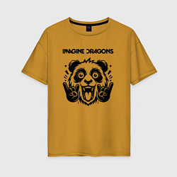 Футболка оверсайз женская Imagine Dragons - rock panda, цвет: горчичный