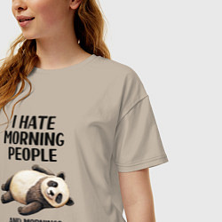 Футболка оверсайз женская Hate morning people, цвет: миндальный — фото 2